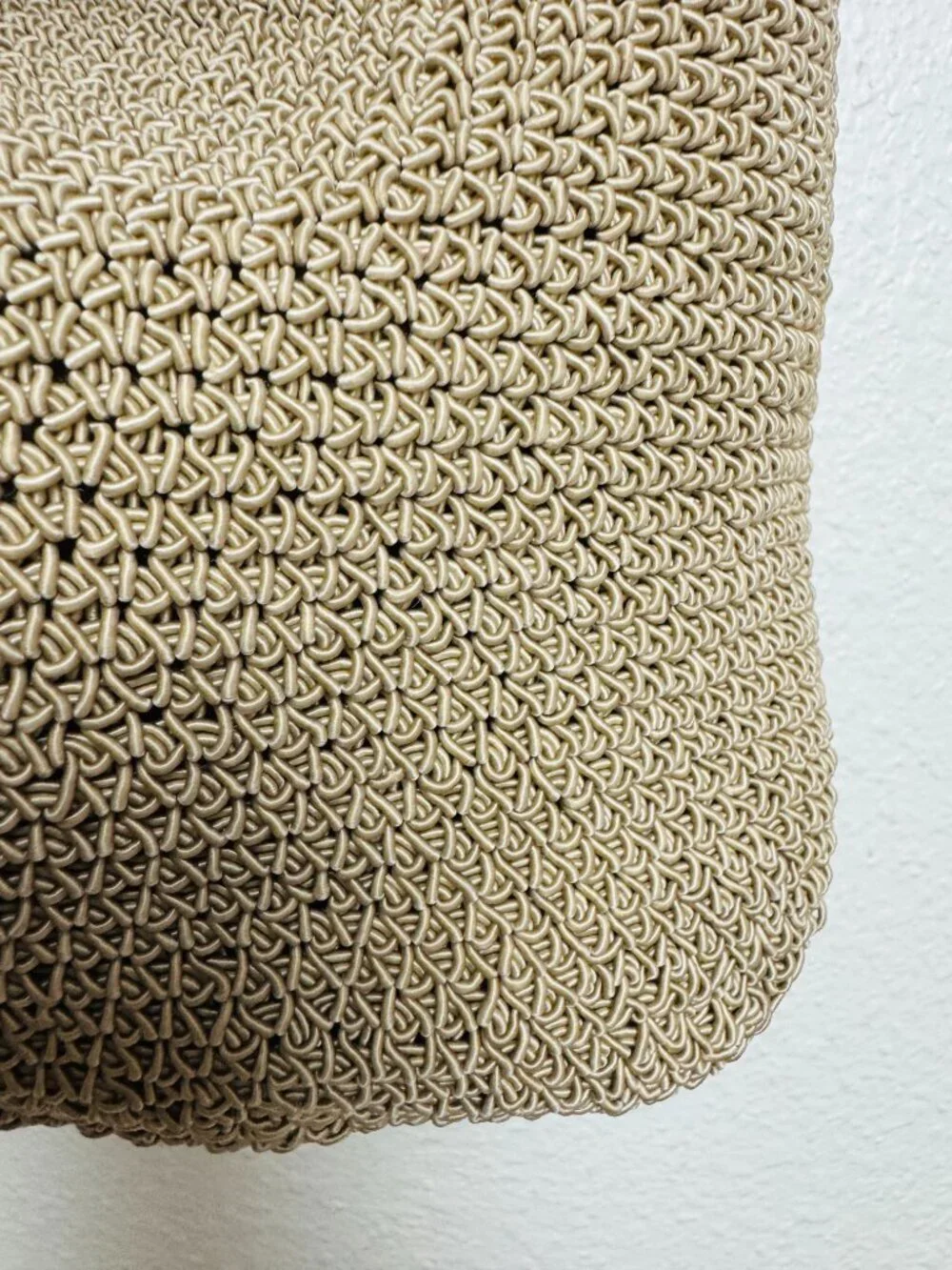 Boho Crochet Style Hippie Crossbody Bag  Long Strap Beige